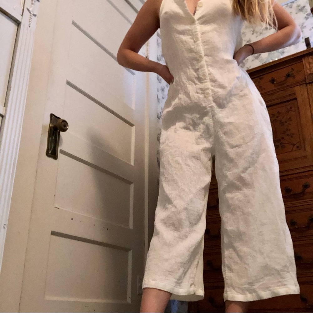 White linen jumpsuit